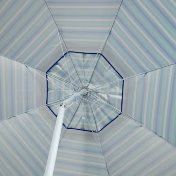 Tommy Bahama with AnchorX 7-ft blue striped Beach Umbrella - Picture 2 of 6